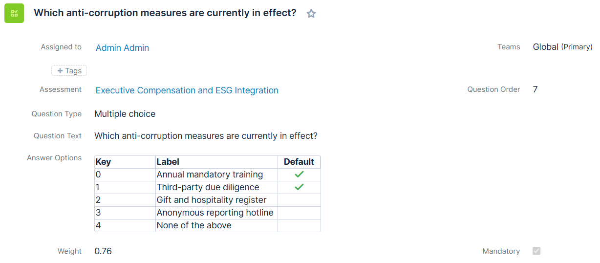 KINAMU ESG - Assessment Questions